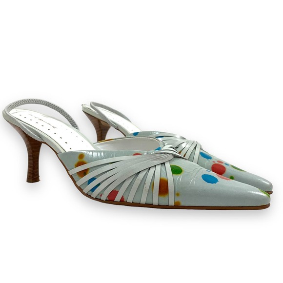 ❌SOLD❌ 1990's leather pointed toe funky slingback heels by TABITA - Picture 10 of 13